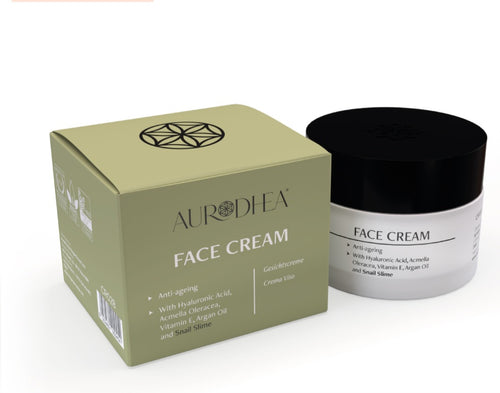 Crème visage anti-âge à la bave d’escargot - 50 ml
Enrichie Acide hyaluronique, Acmella Oleracea, huile d'Argan et vitamine E